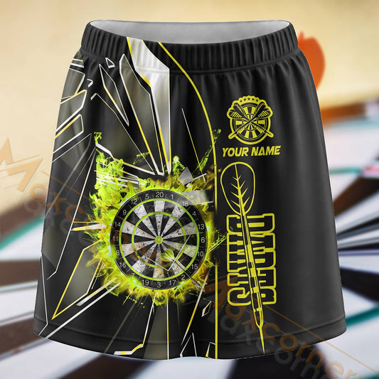 Maxcorners Darts Yellow Lightning Dartboard Personalized 3D Skort, Skirts With Shorts