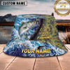 Maxcorners Fishing Ocean Splash Personalized Name 3D Bucket Hat (12 Fish Species)