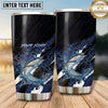 Maxcorners Fishing Tumbler Dark Navy Carbon Fiber Wave Design Personalized Name Tumbler (13 Species)