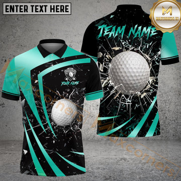 Maxcorners Golf Metallic Break Glass Personalized Name, Team Name 3D Shirt (6 Colors)