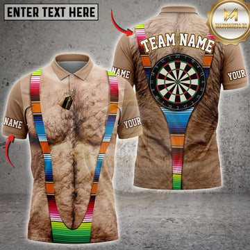 Maxcorners Darts Funny Caveman Costume Blue Tie Classic Dartboard Personalized Name 3D Unisex Shirt