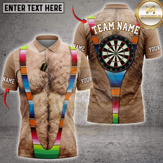 Maxcorners Darts Funny Caveman Costume Blue Tie Classic Dartboard Personalized Name 3D Unisex Shirt
