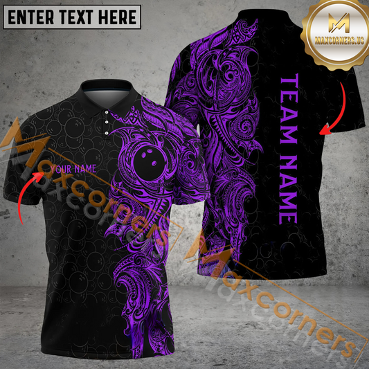 Maxcorners Maori Ball Premium Bowling Jersey Multicolor Option Customized Name, Team Name 3D Polo Shirt