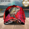 Maxcorners Fishing Red Smoke Scale Graphic Personalized Name 3D Cap (12 Fish Species)