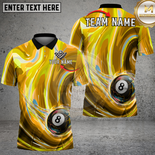Maxcorners Billiards 8 Ball Neon Purple Swirl Multicolor Options Personalized Name, Team Name 3D Shirt (4 Colors)