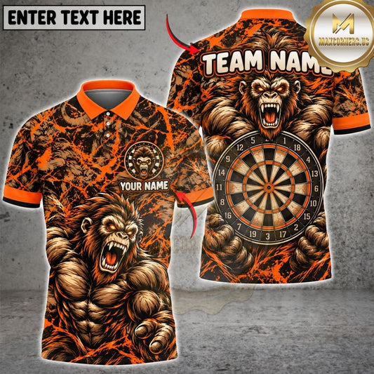 Maxcorners Darts Roaring Gorilla Mascot Muscular Frame Target Board Texture Graphic Multicolor Customized Name, Team Name 3D Shirts