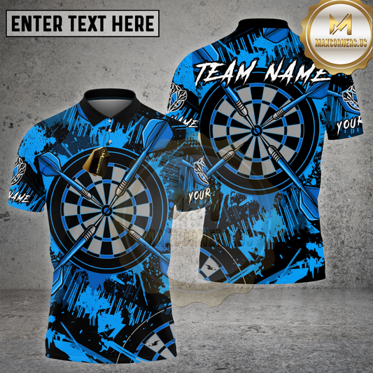 Maxcorners Dart Blue Grunge Triple Throw Dartboard Multicolor Options Personalized Name, Team Name 3D Shirt (4 Colors)