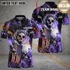 Maxcorners Golf Fire Skull US Flag Multicolor Option Customized Name, Team Name 3D Polo Shirt