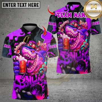 Maxcorners Bowling Beer Shark Multicolor Customized Name, Team Name 3D Shirts