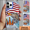 Maxcorners Fishing Phone Case American Flag Beer Bottles Fish Art Personalized Name 3D Phone Case (10 Fish Species)