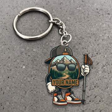 Maxcorners Hiking Cute Mountain Explorer Character Customized Name 3D Keychain And Ornament