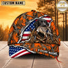 Maxcorners Dog Hunting And Duck Orange Woodland Camo American Flag Personalized Name 3D Cap