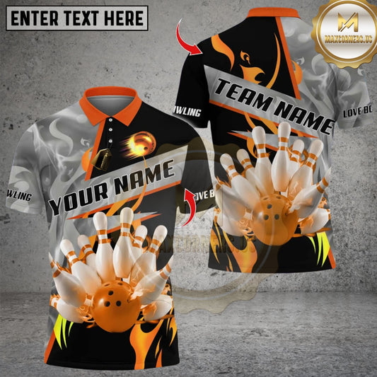 Maxcorners Bowling Smoking Multicolor Customized Name, Team Name 3D Shirts