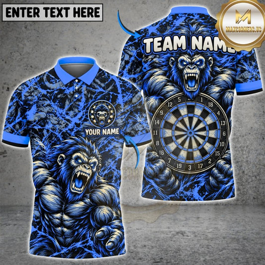 Maxcorners Darts Roaring Gorilla Mascot Muscular Frame Target Board Texture Graphic Multicolor Customized Name, Team Name 3D Shirts