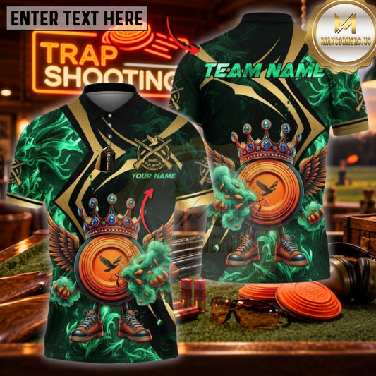 Maxcorners Trap Shooting Shotgun & Spiral Target Impact Graphic Multicolor Customized Name, Team Name 3D Shirts