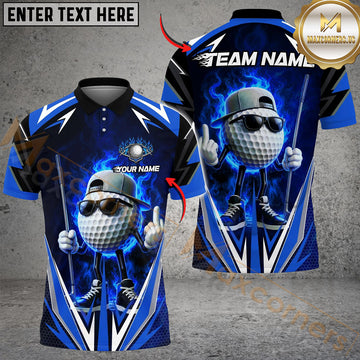 Maxcorners Golf Flaming Ball Cool Style Personalized Name, Team Name 3D Shirt (4 Colors)
