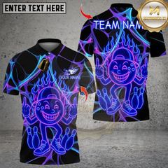 Maxcorners  Funny Neon Bowling Design Multicolor Customized Name, Team Name 3D Shirts