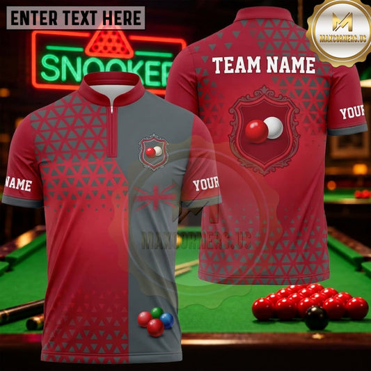 Maxcorners Snooker Crimson Red Black Hexagon Texture Personalized Name 3D Unisex Shirt