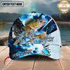 Maxcorners Fishing Blue Scale Water Splash Personalized Name 3D Cap (12 Fish Species)