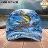 Maxcorners Fishing Ocean Anchor Wave Personalized Name 3D Cap (12 Fish Species)