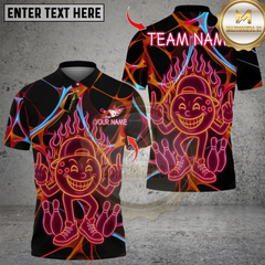 Maxcorners  Funny Neon Bowling Design Multicolor Customized Name, Team Name 3D Shirts