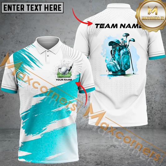 Maxcorners Golf Bag Vintage Multicolor Option Customized Name, Team Name 3D Polo Shirt