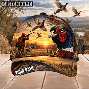 Maxcorners Upland Bird Hunting Turkey & Sunset Hunter Scene Personalized Name 3D Cap