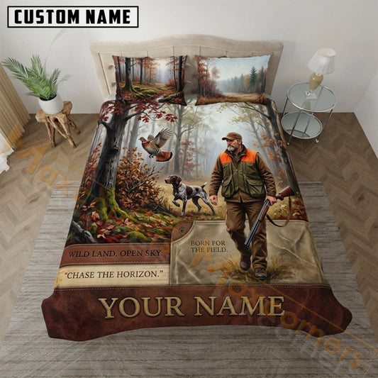 Maxcorners Pheasant Hunting Rustic Patchwork Hunter Bedding Set 3D Print Custom Name