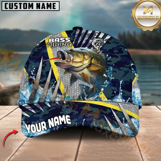 Maxcorners Fishing Cod Water Blue Customized Name 3D Cap (8 Breeds)