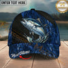 Maxcorners Catfish Blue Camo Splash Personalized Name 3D Cap (12 Fish Species)