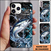 Maxcorners Black Teal Grunge Splash Personalized Name Phone Case (13 Fish Species)