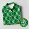 Maxcorners Lucky Four Leaf Clover Golf Ball Pattern Argyle Pattern St Patrick's Day Golf Shirt, Women's Golf Tops