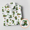 Maxcorners St Patrick's Day Leprechaun Golf And Beer Golf Pose Shamrock Golf Shirt, Golf Shirts For Men
