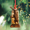 Maxcorners Personalized Acrylic Deer Christmas Ornament - Funny Buck with Santa Hat Drinking Beer by Urinal Holiday Decor LM0411