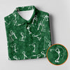 Maxcorners Stick Figure Golf Pose Shamrock Golf Shirt, St Patrick's Day Golf Tops For Men, Polo Shirts For Men