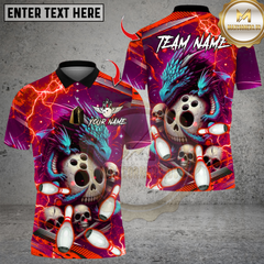 Maxcorners Dragon Mother And Child With Bowling Multicolor Customized Name, Team Name 3D Shirts