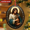 Maxcorners Custom Jesus Holding Deer Christmas Ornament, Personalized Name Christian Tree Decoration, Religious Woodland Gift for Faith Family MT2411