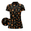 Maxcorners Pattern Golf Shirt, Halloween Skeleton With Pumpkin Golf Polos, Funny Golf Shirt For Men