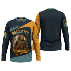 Maxcorners Sasquatch Fishing Shirt With Hood, Long Sleeve Sun Shirt, Fishing Shirts For Men