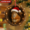Maxcorners Personalized Squirrel Christmas Ornament, Custom Name Woodland Nest Santa Hat Decoration, Cute Holiday Tree Hanging Gift for Animal Lovers MT2411