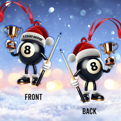 Maxcorners Custom Name Billiard Ornament, Billiard Lover Christmas Gift8 2D Flat LM2111