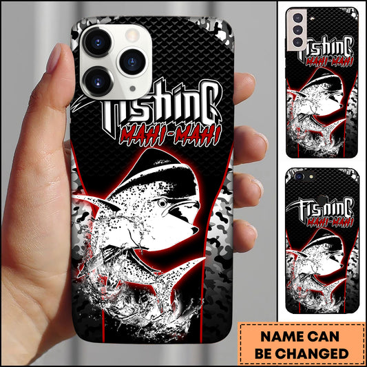 Maxcorners Mahi-Mahi Fishing Black Red Camo Personalized Name 3D Phone Case