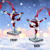 Maxcorners Custom Name Santa Figure Skating Ornament, Santa Christmas Decoration 2D Flat LM2111