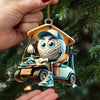 Maxcorners Blue Golf Ball Driving Golf Cart Acrylic Ornament, Golf Xmas Ornaments, Golf Christmas Gifts, Cool Golf Gift LM1611
