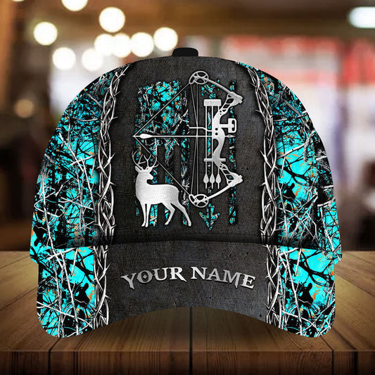 Maxcorners American Flag Bow Deer Hunting Pattern 3D Multicolor Personalized Cap
