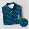Maxcorners Three Leaf Clover Seamless Pattern St Patrick's Day Golf Shirt, Polo Shirts For Men, Golf Shirts For Men
