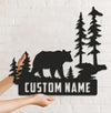 Maxcorners Personalized Bear Metal Sign WITH LED/WITHOUT LED Light Custom Name Mountain Scene Wall Art Cabin Lodge Rustic Decor Gift LM0110