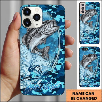 Maxcorners Bass Fishing Phone Case Fishing Camo Phone Case Personalized Name