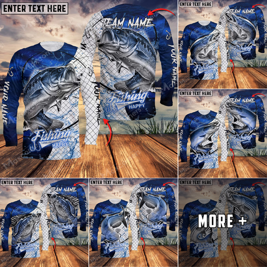 Maxcorne Fishing Blue Water Sport Jersey Style Personalized 3D Long Sleeve Shirt (6 Fish Species)