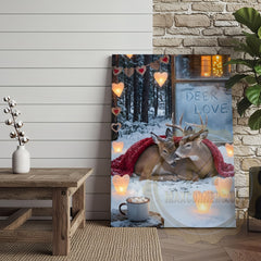 Maxcorners Winter Deer Couple Cozy Snow Scene Personalized Name Canvas